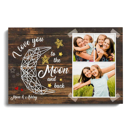 Posters, Prints, & Visual Artwork Personalized Mother's Day To The Moon And Back - Custom Photo & Name Poster Canvas Print