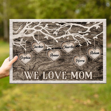 Posters, Prints, & Visual Artwork Personalized Mother's Day We Love Mom - Custom Name Poster Canvas Print