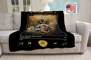 Blankets Personalized Music Photo Blanket, Custom Spotify Name and Photo Blanket, Wedding Blanket, Engagement Gift, Customized Couple Blanket