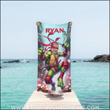 Towels Personalized Mutant Turtle Red Bandana in Washington Monument 2 Beach Towel | Customized Ninja Boy Theme Pool Towel