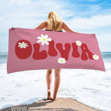 Towels Personalized Name Beach Towel, Kid Beach Towel for Girl Boy, Summer Gift Customized Name