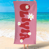 Towels Personalized Name Beach Towel, Kid Beach Towel for Girl Boy, Summer Gift Customized Name