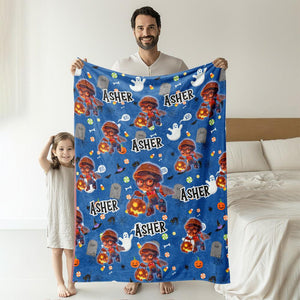 Personalized Name Blipp Truck Boy Halloween Blanket-Blankets-Amor Custom Gifts