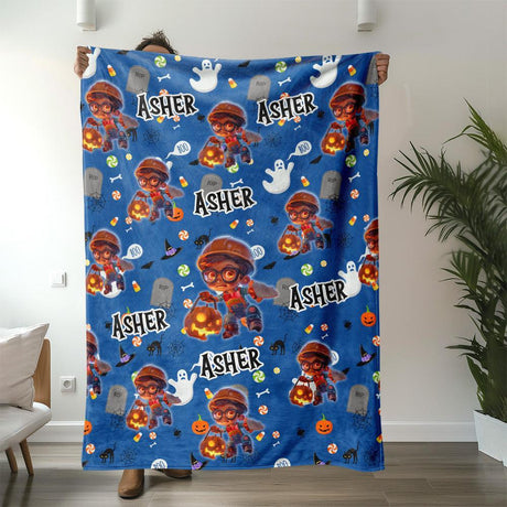 Personalized Name Blipp Truck Boy Halloween Blanket-Blankets-Amor Custom Gifts