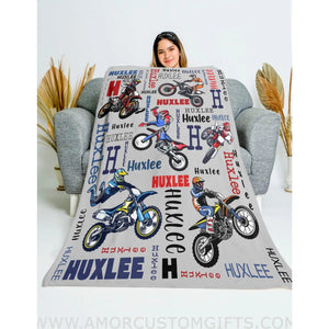 Personalized Name Dirtbike Baby Nursery Boy Blanket Blankets