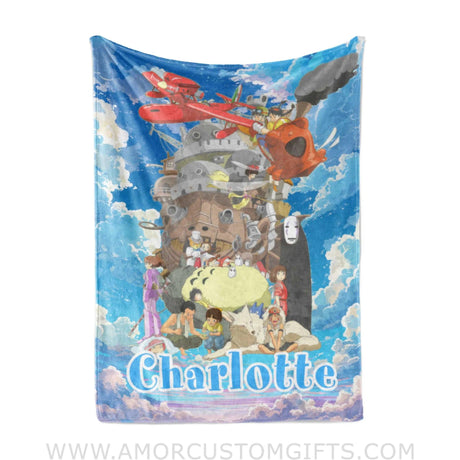 Blanket Personalized Name Ghibli Characters Collection Boy Girl Blanket, Baby Boy Girl Fleece Blankets, Gift For Baby Girl Boy