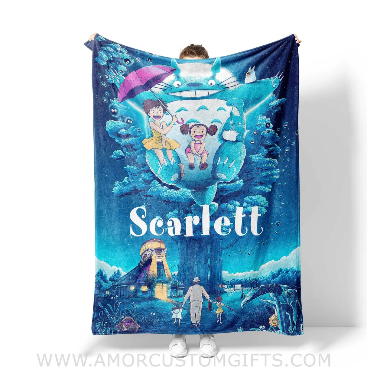 Blanket Personalized Name Ghibli Characters Collection Girl Blanket, Baby Ghibli Fleece Blankets, Gift For Baby Girl