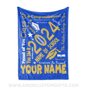 Blanket Personalized Name Girl Boy Blanket Be Hopeful 2024 Success Class Of 2024 Fleece Blankets, Graduation Gift