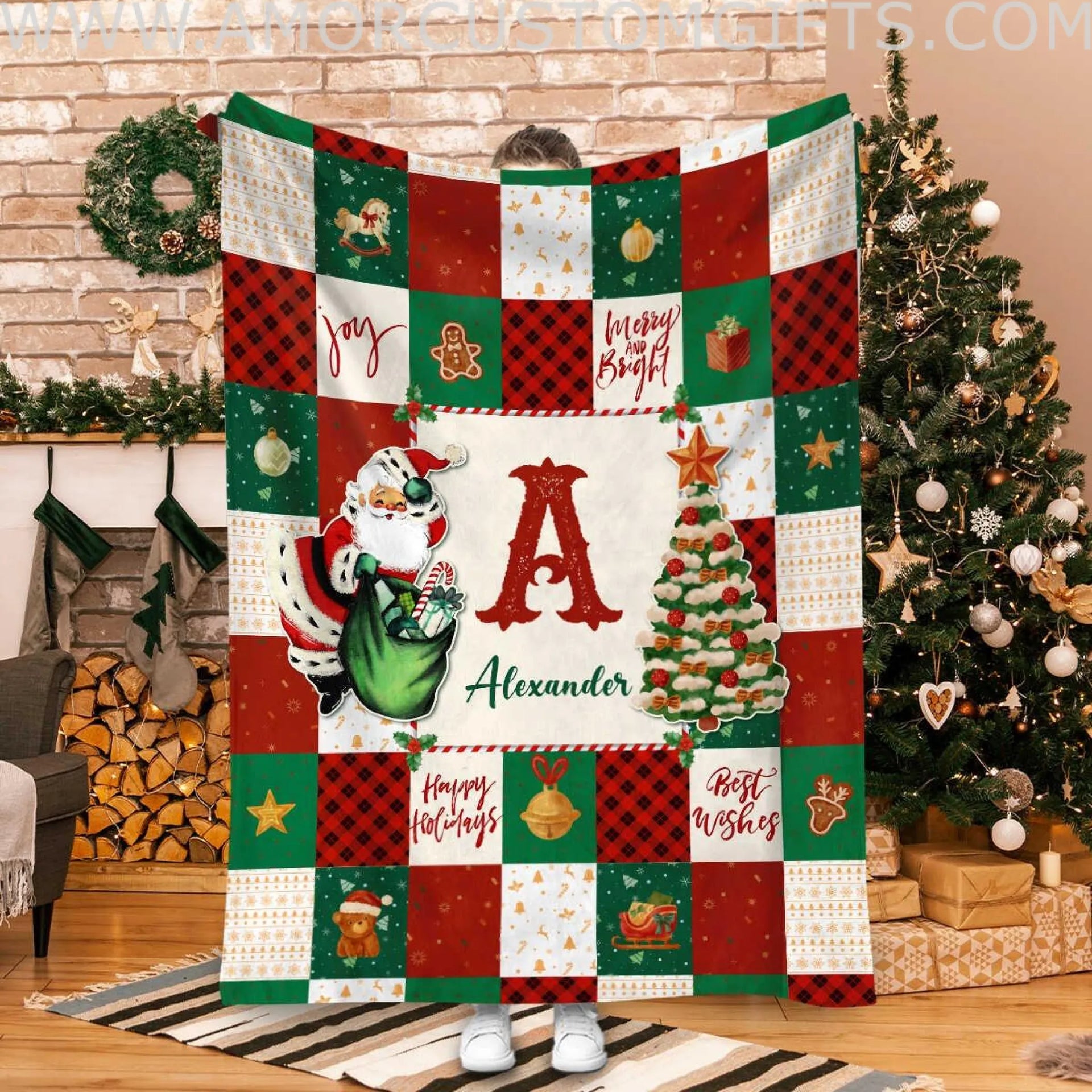 Holiday Custom popular Name Blanket / Personalized Custom Name Fleece Blanket for Kids / Christmas Gift for Kids / Unique Kids Gift