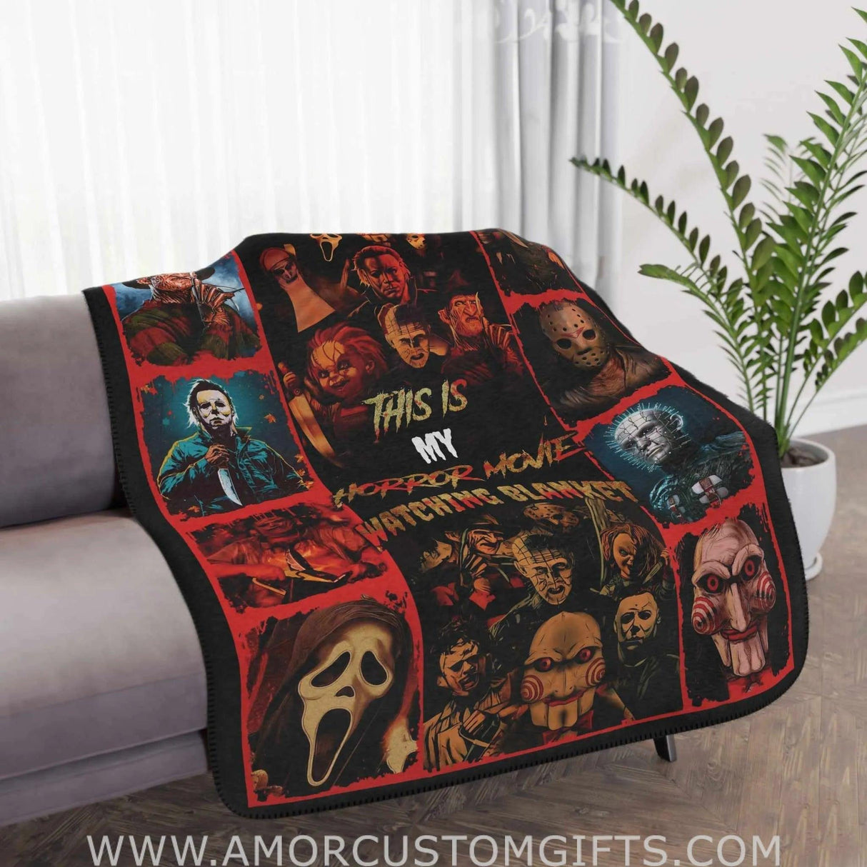 Blankets Personalized Name My Horror Movie Halloween Blanket | Custom Name Horror Movie Watch Blanket, Christmas Gift