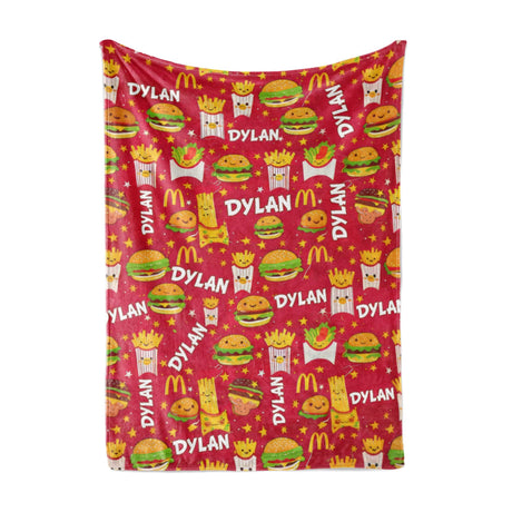 Personalized Name NC Happy Meal Adventure Red Blanket-Blankets-Amor Custom Gifts