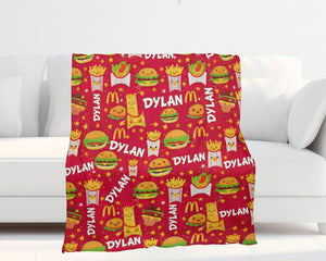 Personalized Name NC Happy Meal Adventure Red Blanket-Blankets-Amor Custom Gifts