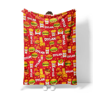 Personalized Name NC Happy Meal Adventure Red Blanket-Blankets-Amor Custom Gifts