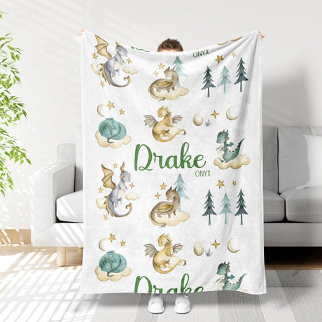 Personalized Name NC Little Dragon Blanket-Blankets-Amor Custom Gifts