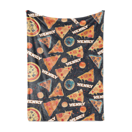 Personalized Name NC Space Pizza Odyssey Blanket-Blankets-Amor Custom Gifts