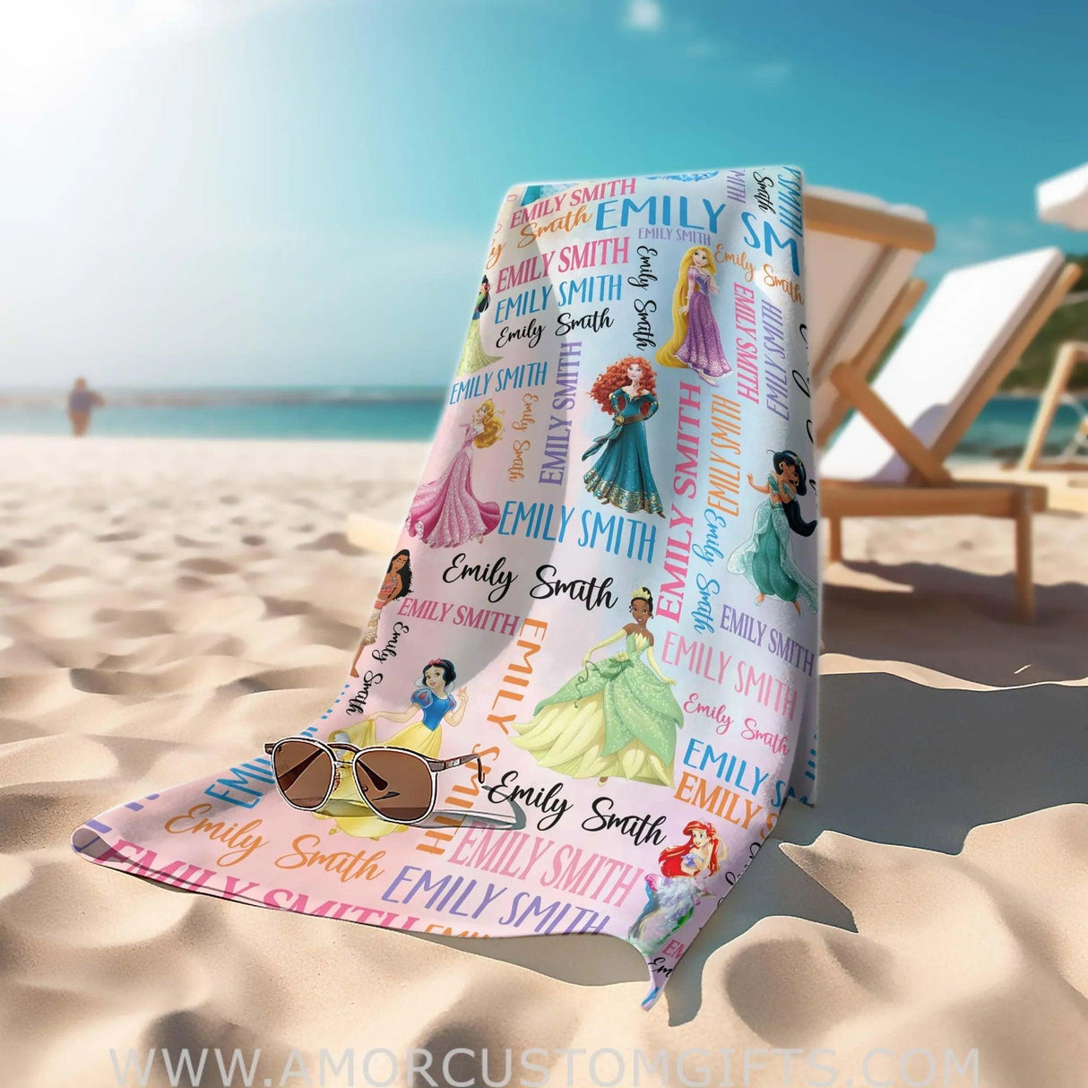 Towels Personalized Name Summer All Fairy Tale Princess Beach Towel