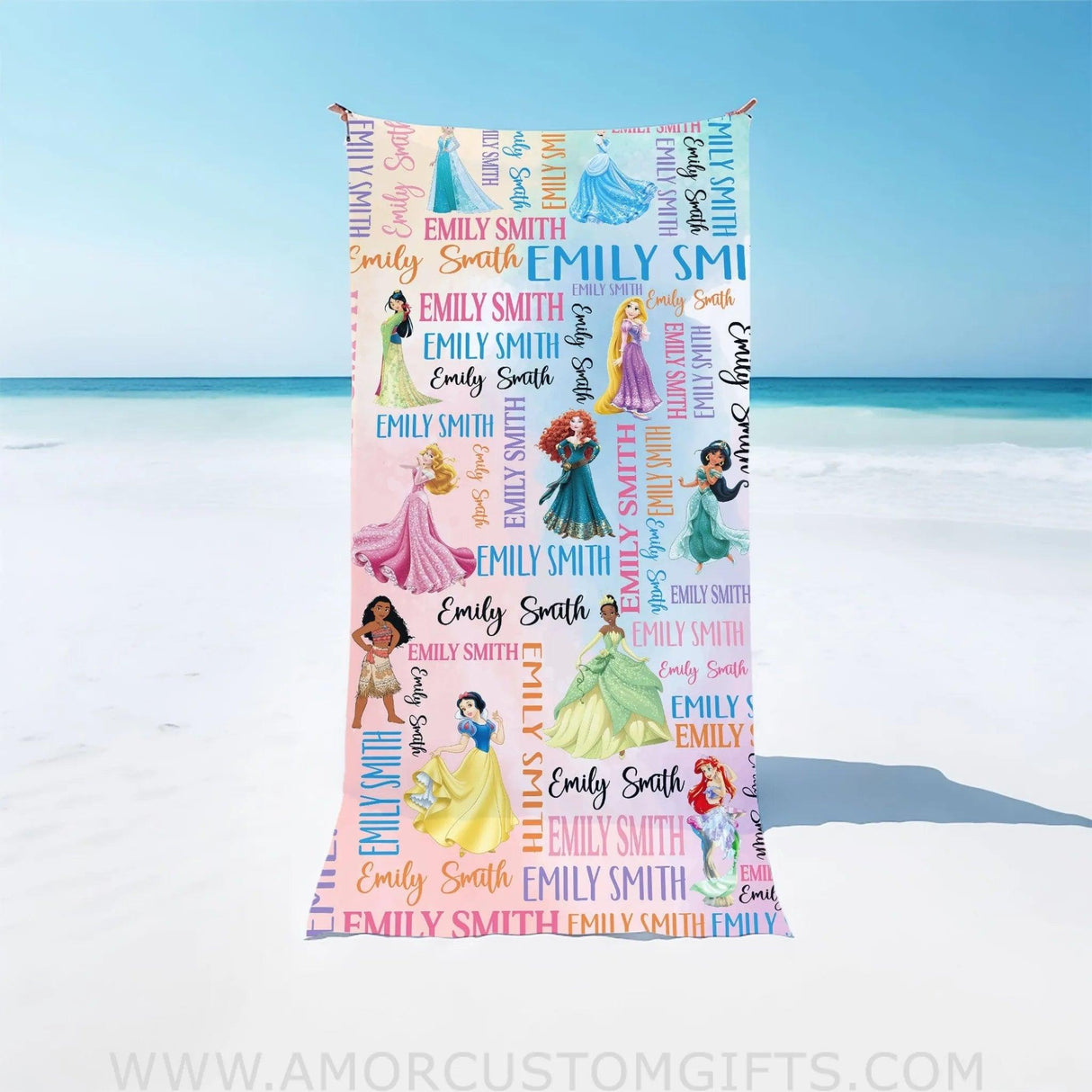 Towels Personalized Name Summer All Fairy Tale Princess Beach Towel