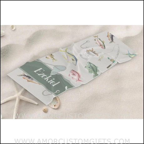 Towels Personalized Name Summer Go Fishing On Beach Towel