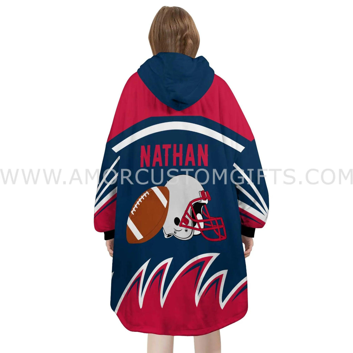 Personalized New England Football Snug Oversized Wearable Hoodie Blanket-Hoodie Blanket-Amor Custom Gifts