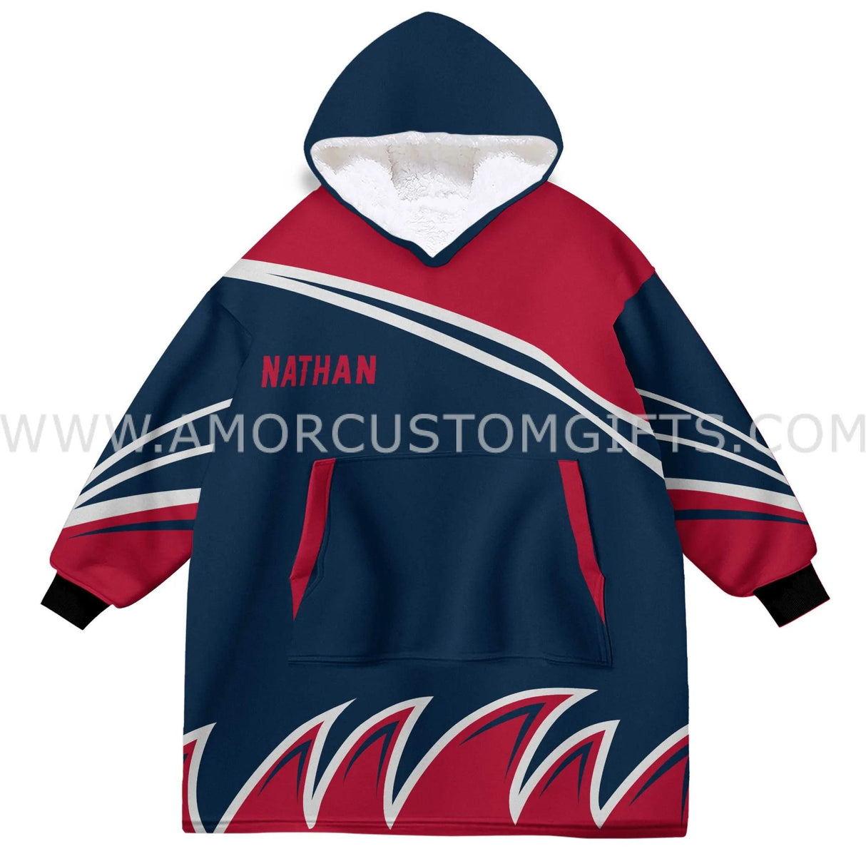 Personalized New England Football Snug Oversized Wearable Hoodie Blanket-Hoodie Blanket-Amor Custom Gifts