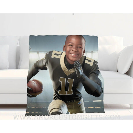 Blankets Personalized New Orleans Football Boy Saints Photo Blanket | Custom Name & Face Boy Blanket