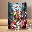 Blankets Personalized Ninja Boy Photo Blanket | Custom Face & Name Mutant Turtle Red Bandana Blanket