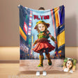 Blankets Personalized Ninja Girl Cosplay Turtle Hat NY Time Square Blanket | Customized Mutant Turtle Girl Photo Blanket