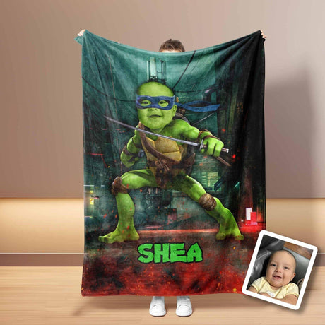 Blankets Personalized Ninja Turtle Baby Boy Blanket | Custom Face & Name Boy Blanket,  Customized Blanket