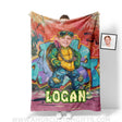 Blankets Personalized Ninja Turtle Graffiti Street Style Photo Boy Blanket | Custom Name & Face Boy Blanket