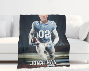 Blankets Personalized NCAA North Carolina Football Boy Photo Blanket | Custom Name & Face Boy Blanket