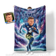 Blankets Personalized NCAA Notre Dame Football Boy Fighting Photo Blanket | Custom Name & Face Boy Blanket