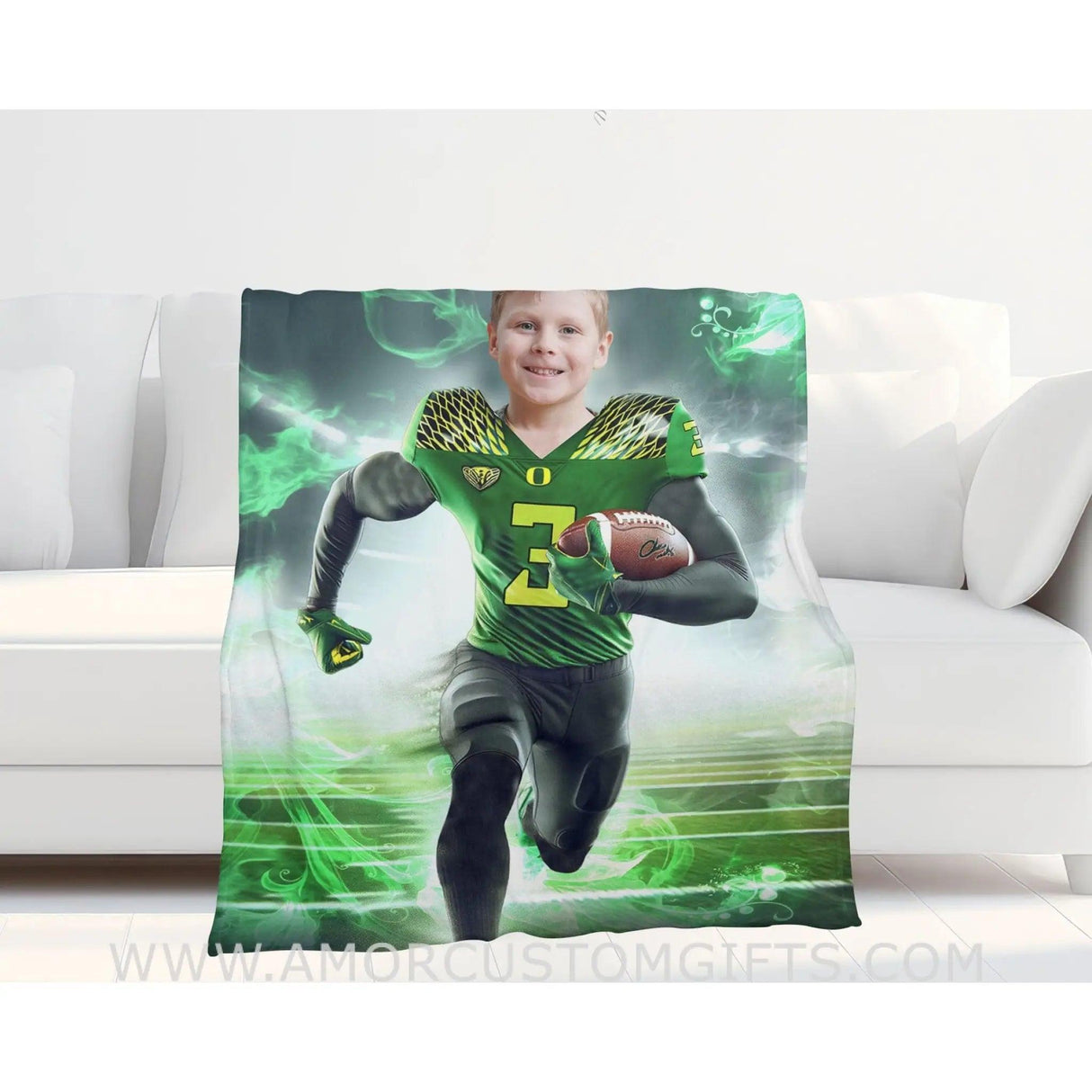 Blankets Personalized NCAA Oregon Football Boy Ducks Photo Blanket | Custom Name & Face Boy Blanket