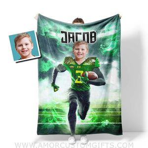 Blankets Personalized NCAA Oregon Football Boy Ducks Photo Blanket | Custom Name & Face Boy Blanket