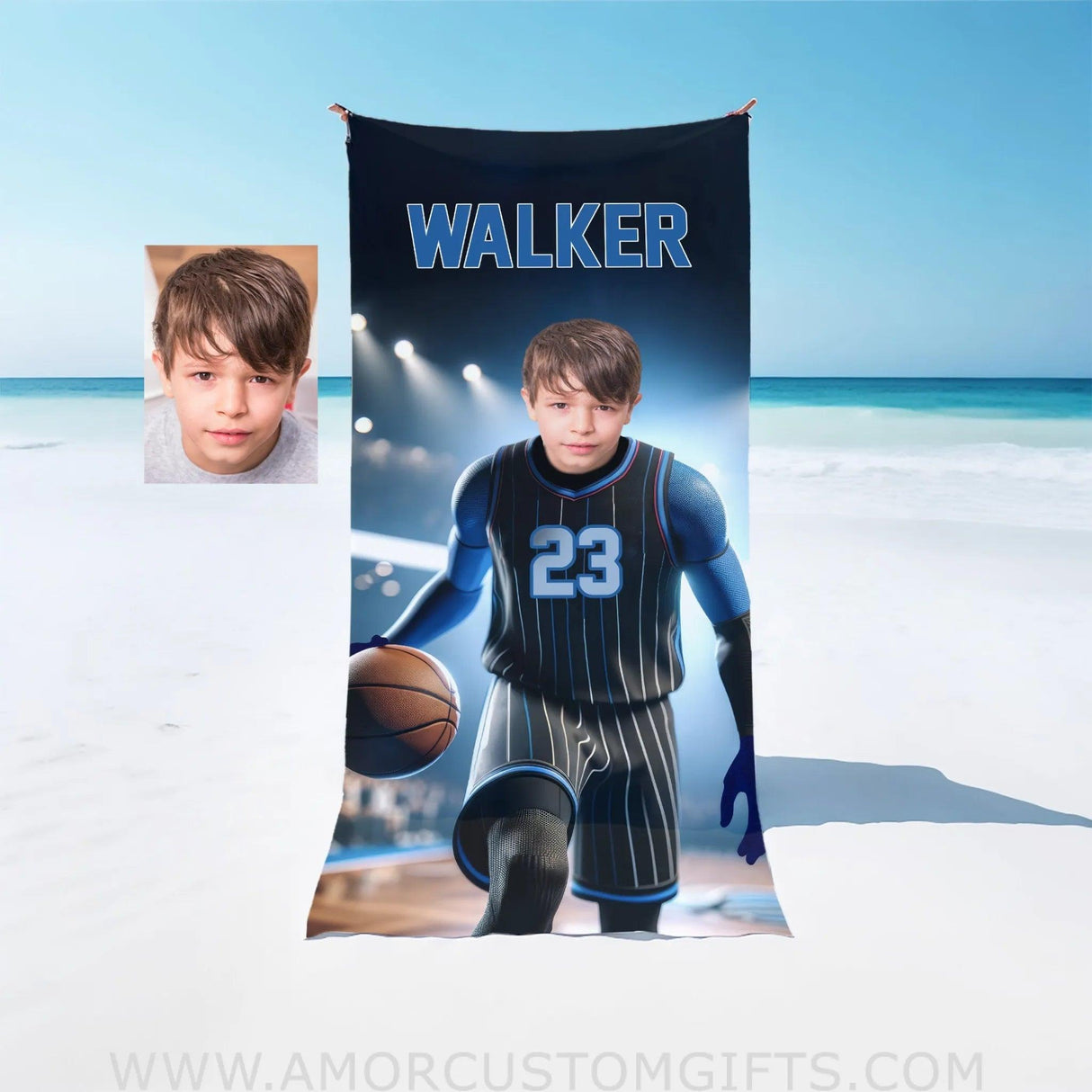 Personalized Nba Orlando Basketball Boy Magic Photo Beach Towel | Customized Theme Pool Towels