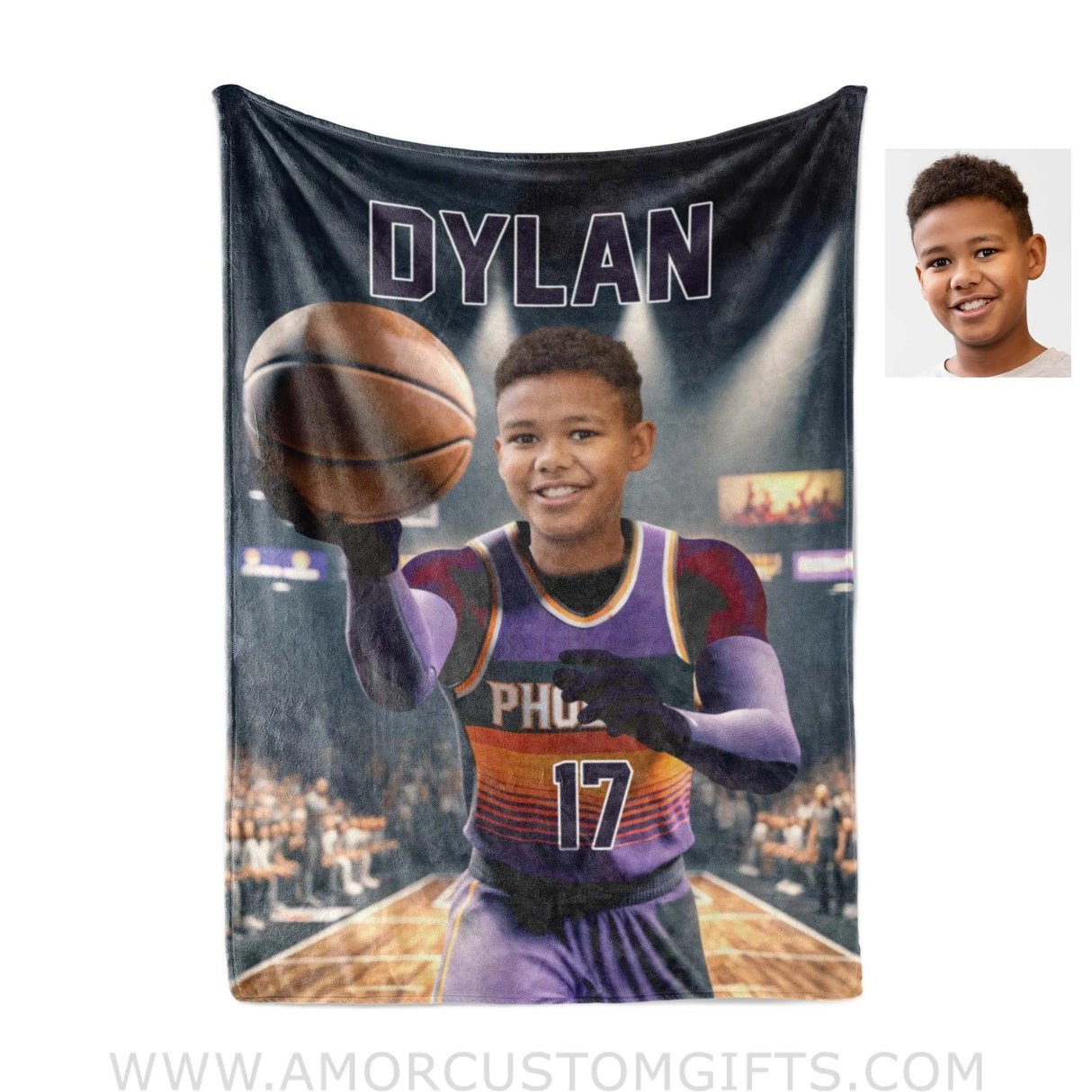 Personalized Nba Phoenix Baseball Boy Suns Photo Blanket Blankets