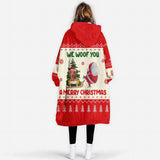 Personalized Photo Pet We Woof You Xmas Snug Oversized Wearable Hoodie Blanket - Amor Custom Gifts