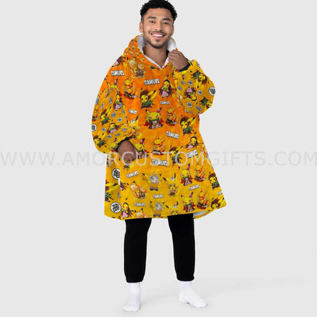 Personalized Pikachu Demon Anime Snug Oversized Wearable Hoodie Blanket-Hoodie Blanket-Amor Custom Gifts