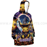 Personalized Pokem Pikachu Halloween Snug Oversized Wearable Hoodie Blanket-Hoodie Blanket-Amor Custom Gifts