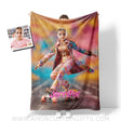 Blankets Personalized Fashion Doll Skating In Road Blanket | Custom Name & Face Girl Blanket