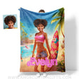 Blankets Personalized Barbi Surfing Blanket | Custom Name & Face Girl Blanket