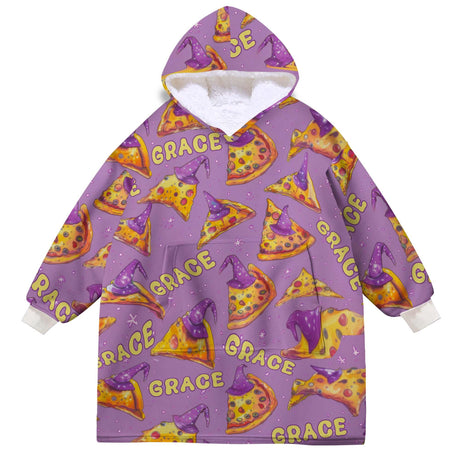 Personalized Pizza Witch Halloween Snug Oversized Wearable Hoodie Blanket-Hoodie Blanket-Amor Custom Gifts