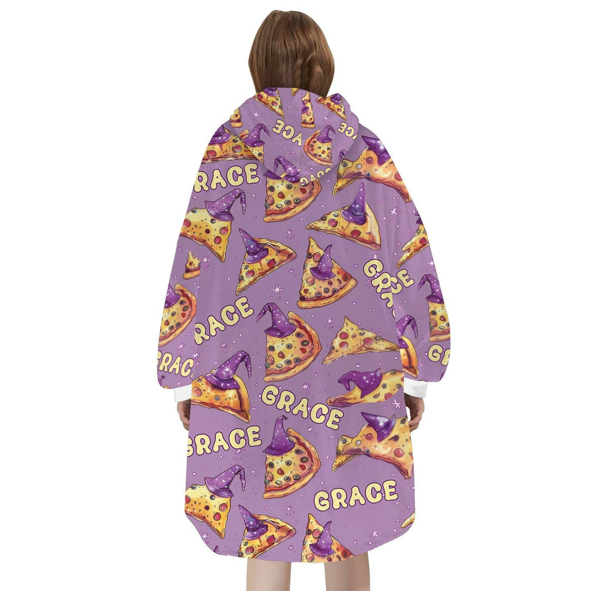 Personalized Pizza Witch Halloween Snug Oversized Wearable Hoodie Blanket-Hoodie Blanket-Amor Custom Gifts