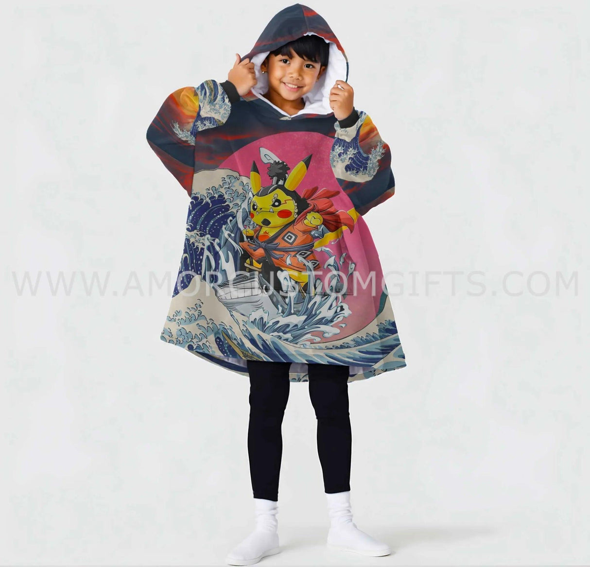 Personalized PK DB Anime Snug Oversized Wearable Hoodie Blanket-Hoodie Blanket-Amor Custom Gifts