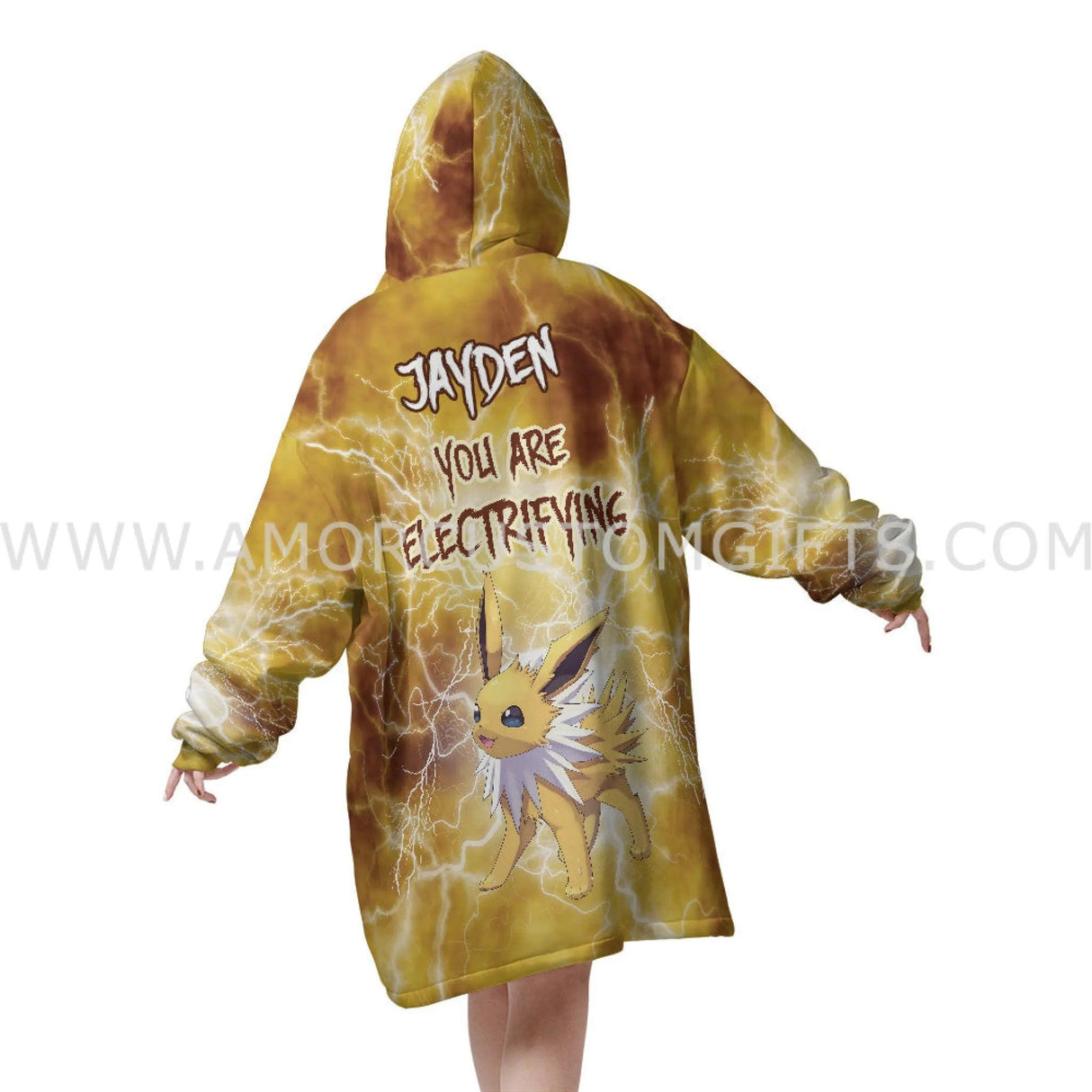 Personalized PK Eevee Snug Oversized Wearable Hoodie Blanket-Hoodie Blanket-Amor Custom Gifts