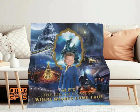 Blankets Personalized Polar Express Hero Boy Blanket | Custom Face & Name Hero Boys Blanket