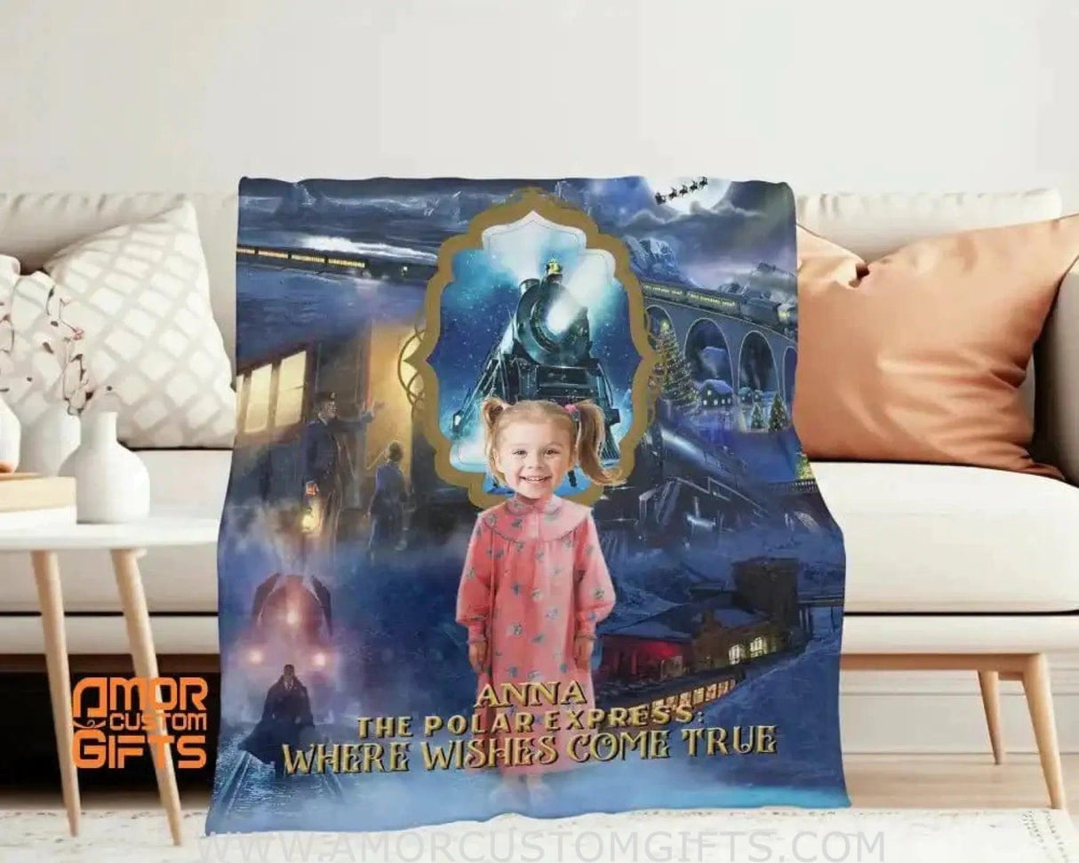 Blankets Personalized Polar Express Hero Girl Blanket | Custom Name & Face Hero Girl Blanket