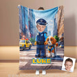 Blankets Personalized Police Boy & Patrol Dog Photo Blanket #1 | Custom Face & Name  Interlocking Building Blocks Patrol Blanket For Boys