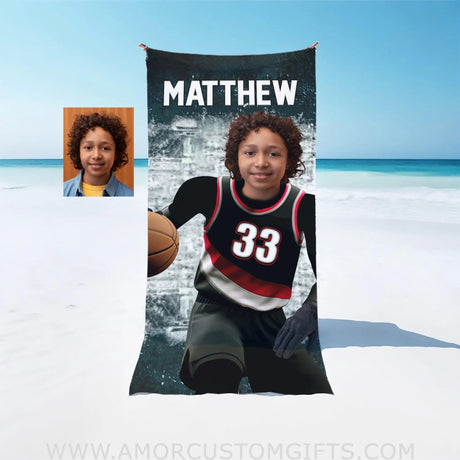 Personalized Nba Portland Trail Blazers Photo Beach Towel Towels