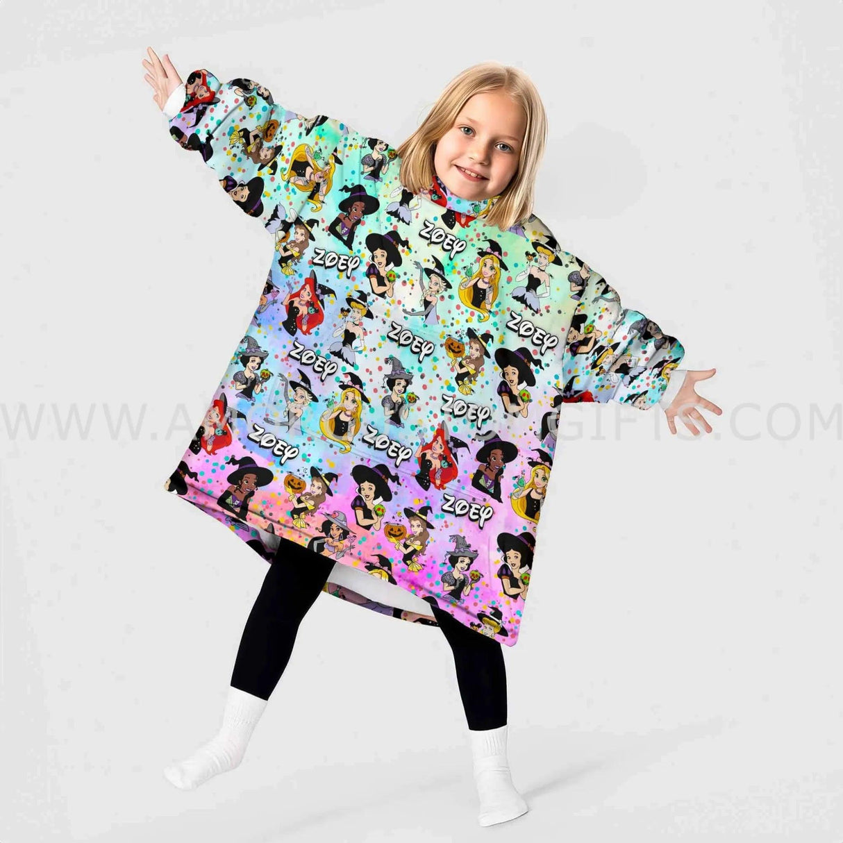 Personalized Princess Halloween Snug Oversized Wearable Hoodie Blanket-Hoodie Blanket-Amor Custom Gifts