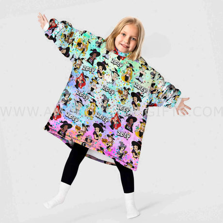 Personalized Princess Halloween Snug Oversized Wearable Hoodie Blanket-Hoodie Blanket-Amor Custom Gifts